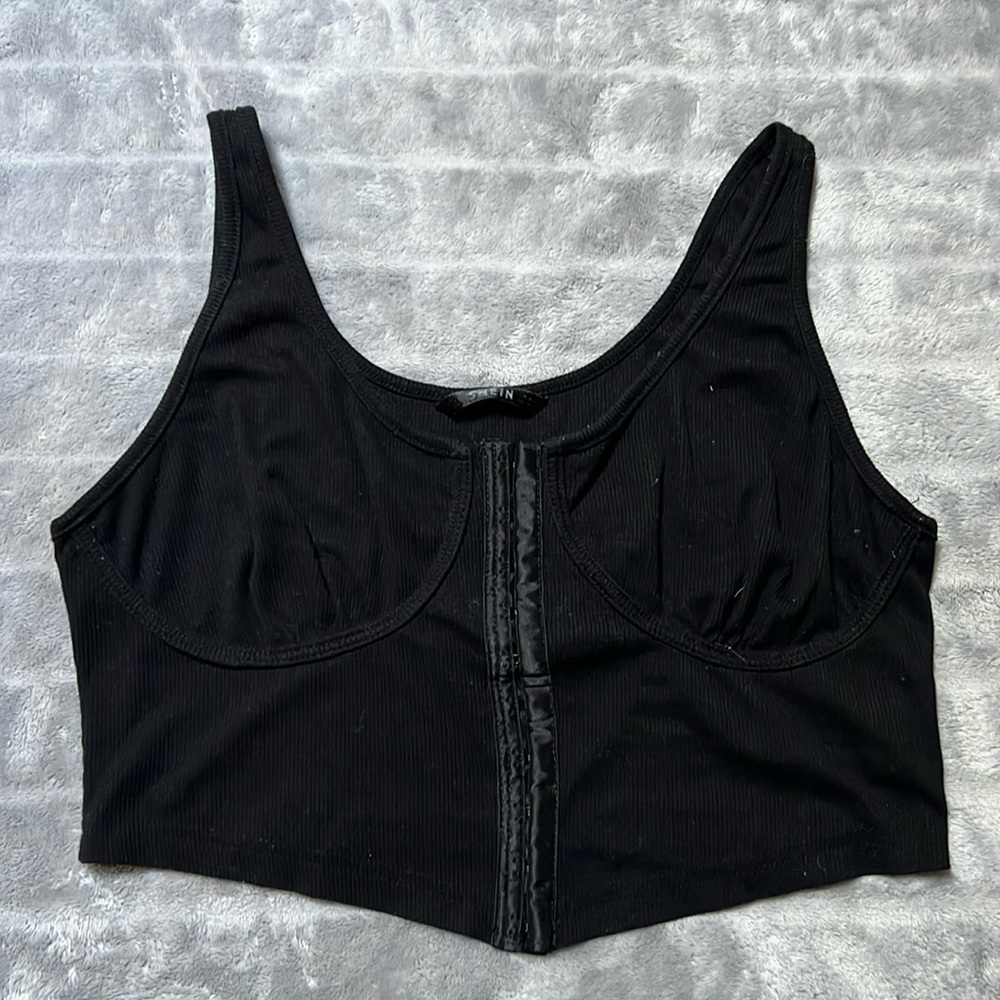 Corset style Black crop tank